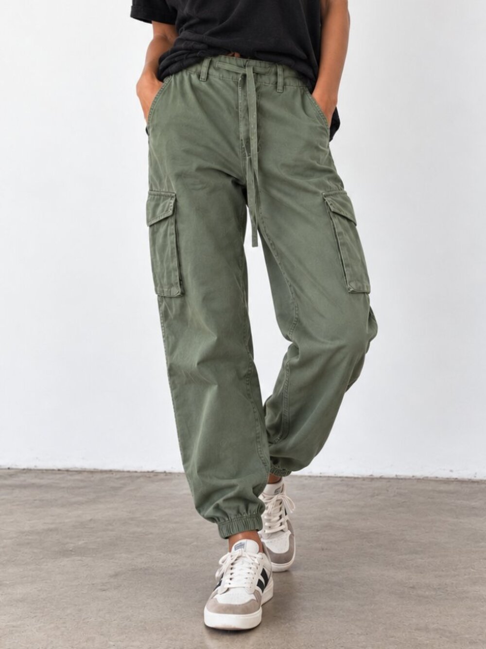 ANTHROPOLOGIE Z Supply High Rise Cargo Jogger Pants Olive Green S EUC
